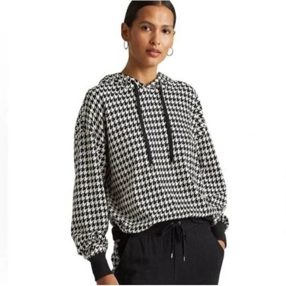 Lauren Ralph Lauren Tops - Lauren Ralph Lauren Black White Houndstooth Hoodie Sweatshirt Crop Women's Small
